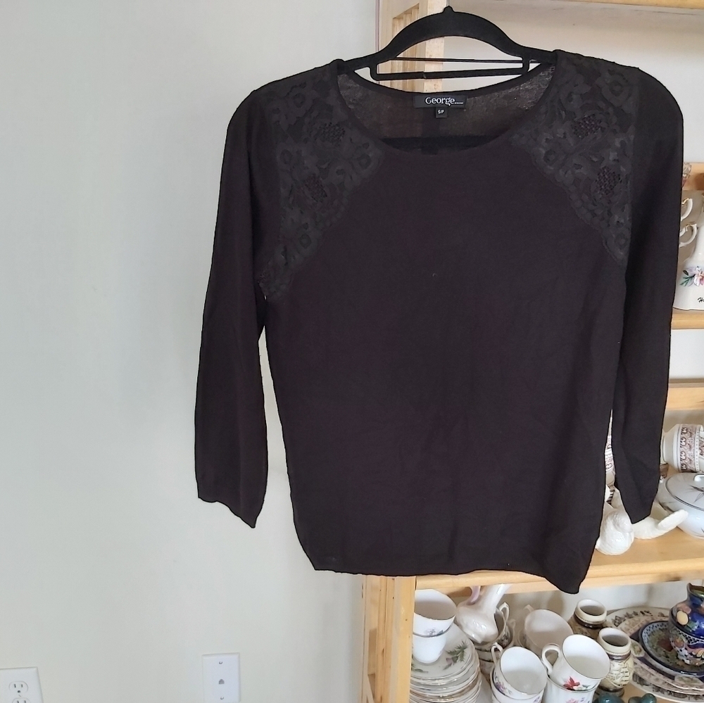 GEORGE PULLOVER/ LACE SHEER DETAIL/B1